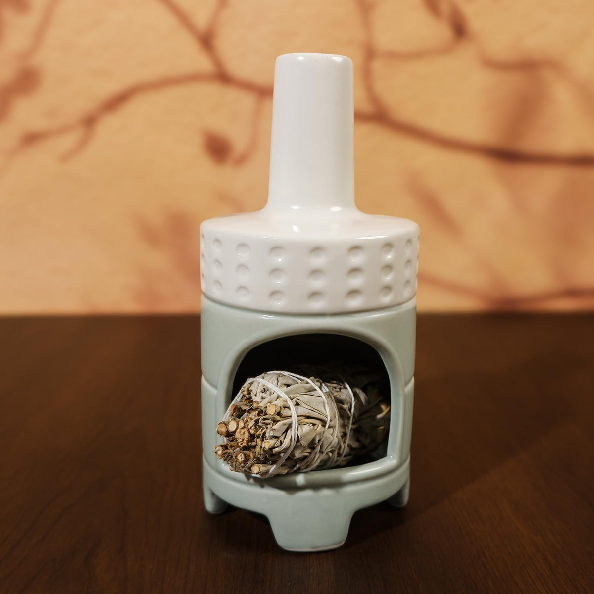 Handmade Ceramic Palo Santo Holder Burner (Modern Palo Santo Holder-white Green)