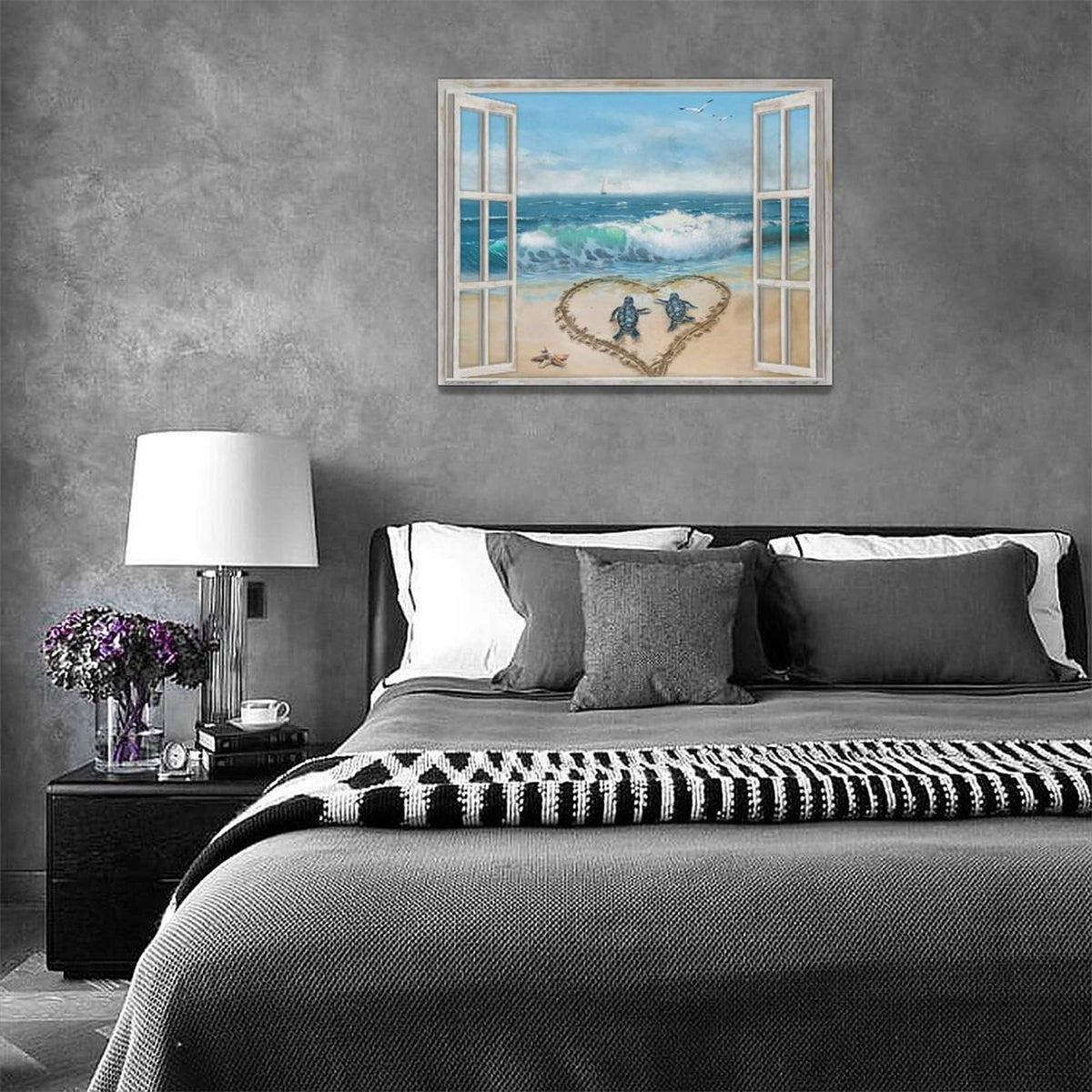 Beach Bathroom Decor Wall Art Ocean Wave Seascape Canvas Painting Prints Coastal Sea Turtle Pictures Wall Decor Modern Artwork Home Decoration for Bathroom Bedroom Living Room 16"x12" (Ocean Sea Turtle / 16"L x 12"W)