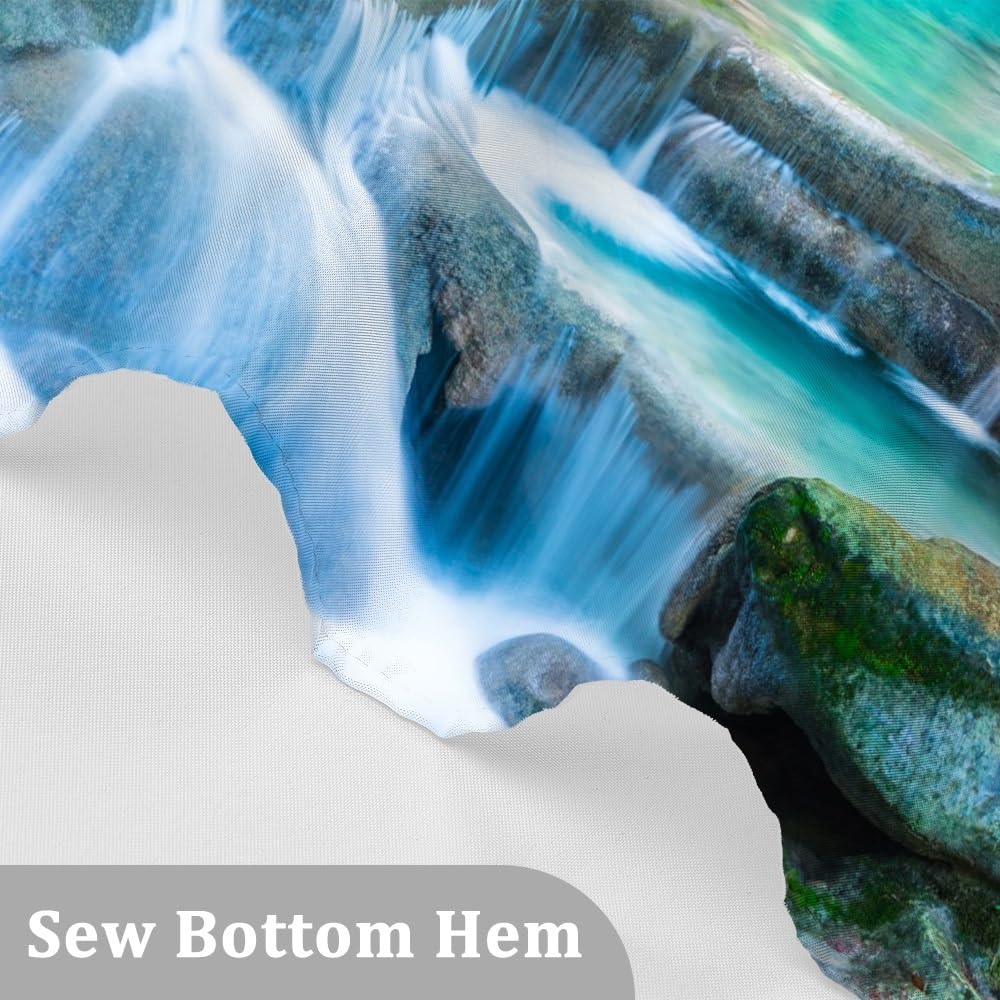48x72inch Waterfall Shower Curtain Tropic Landscape Stream Flowing Over Rocks in Forest Woodland Nature Scenery Bathroom Set Spring Summer Green Plant Bath Curtain Fabric Polyester with Hooks (48"W x 72"L (Pack of 1) / Green04)