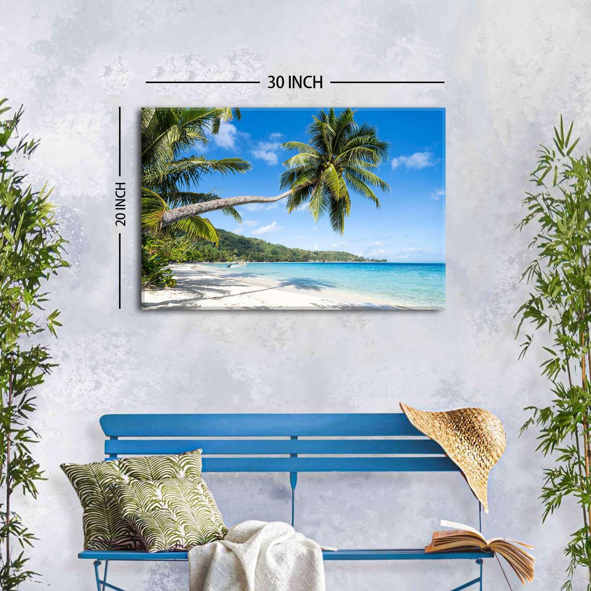 Tropical Coastal Wall Art Beach Landscape Palm Tree Pictures for Living Room Bathroom Wall Decor Ocean Scenery Poster Nature Seascape Canvas Prints Modern Framed Artwork Office Home Decorations 20x30” (30"L x 20"W / Seascape)