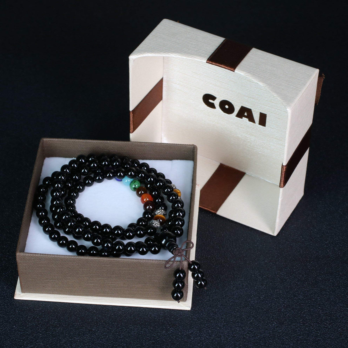 6mm Multilayer Onyx 7 Chakra 108 Mala Beads Prayer Stones Bracelet Necklace (Onyx)
