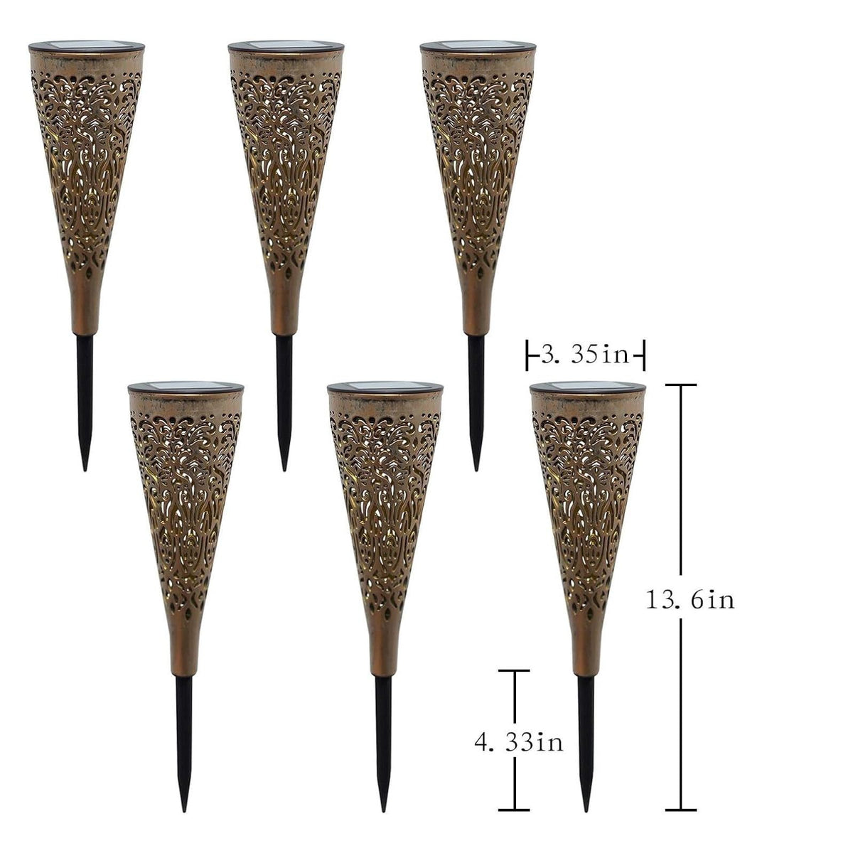 6 Pack Solar Lights Outdoor Garden Decorative Mandala Solar Garden Lights with Warm Light Waterproof Solar Pathway Landscape Lights for Path Backyard Walkway Yard Decor (6Pcs / Gold)
