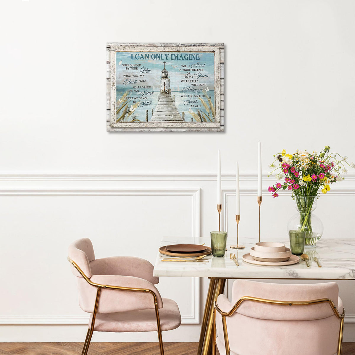 Christian Lighthouse Decor Wall Art (Navigation 1 / 24"L x 20"W)