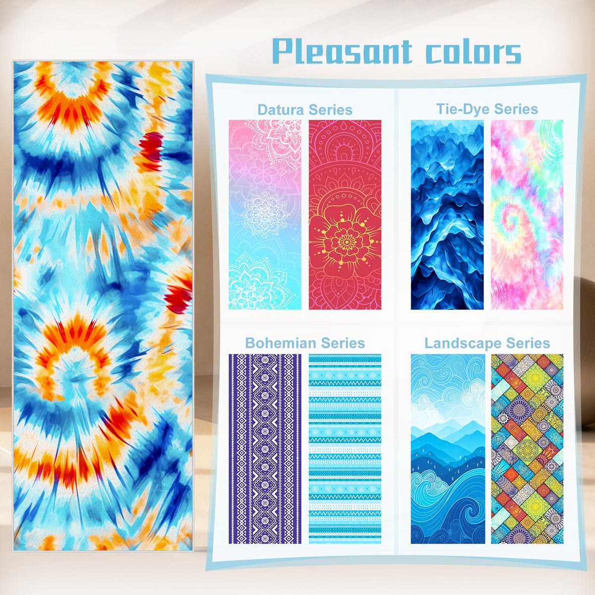 Yoga Mat Towel (Blue& Orange / Casual)