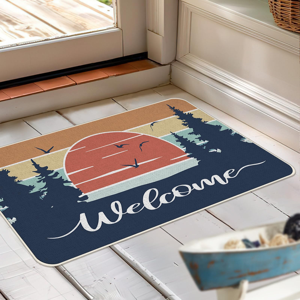 Welcome Forest Lake Kitchen Rugs Set of 2 (Lake)
