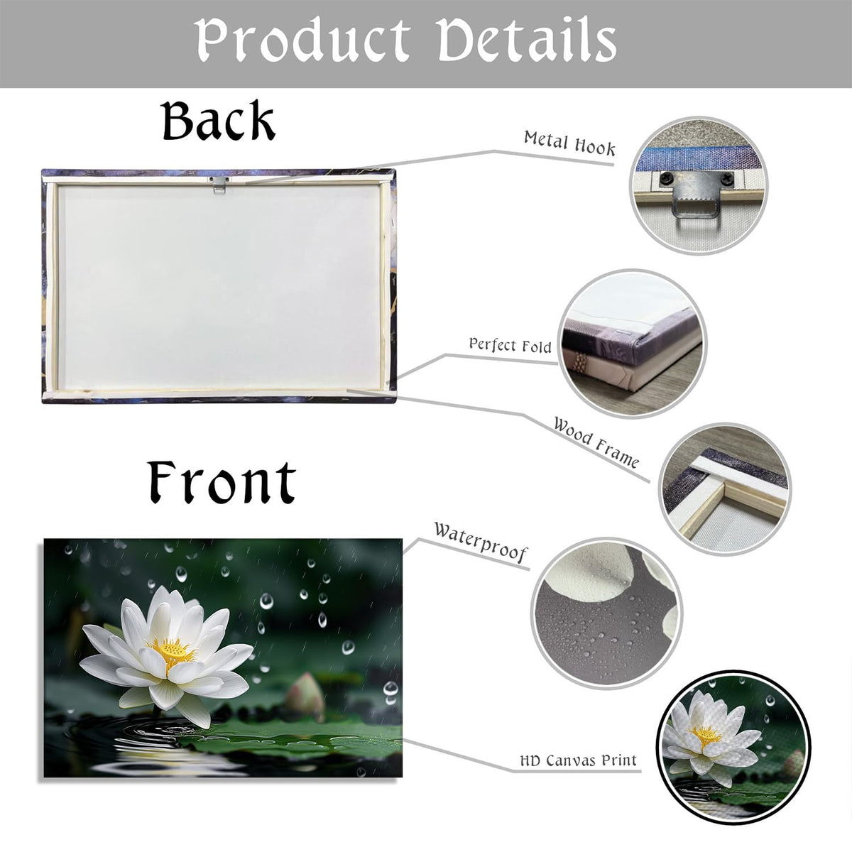 White Lotus Canvas Wall Art (24"L x 16"W / Art-11)