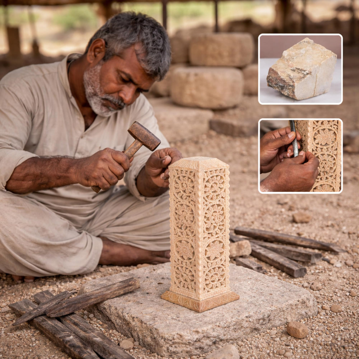 Handmade Marble Soapstone Incense Stick Burner