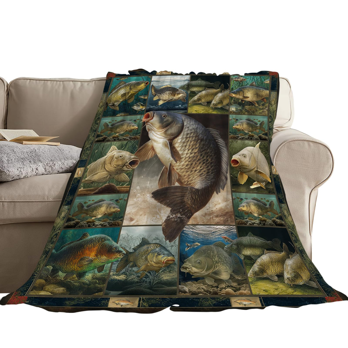 Bass Fishing Throw Blanket (60"x80" / Carp)
