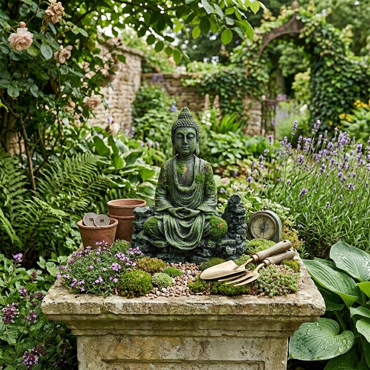 Meditating Buddha Statue (Gray Buddha)