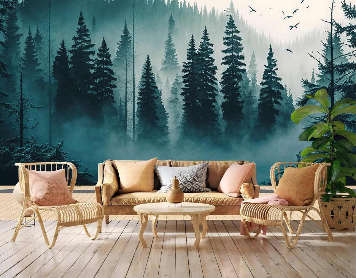 Peel Stick Wall Mural Wallpaper Forest 114"x82" Decor G02 (G02 / 114" x 82")