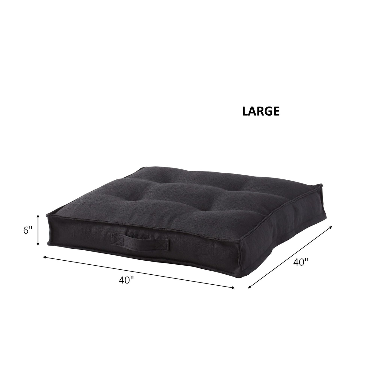 Square Tufted Floor Pillow with Removable Cover (Black / Large (40"))