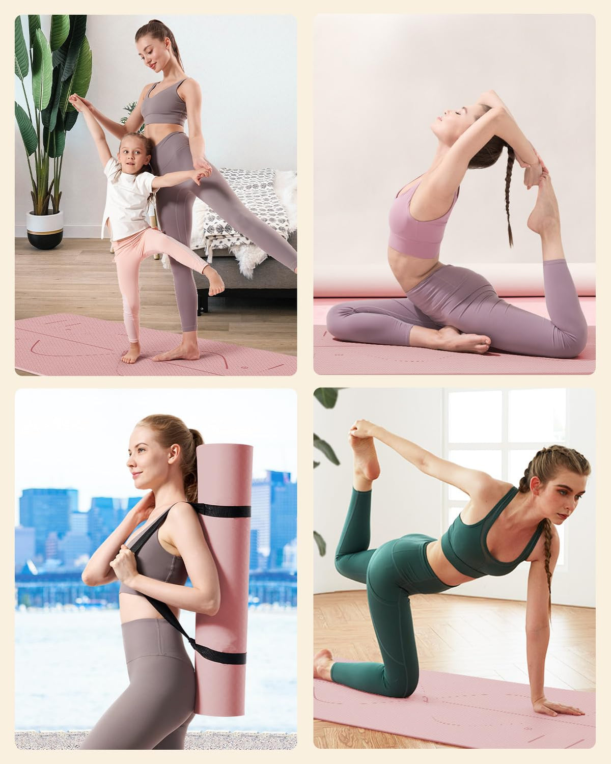Yoga Mat 72"x 32"x1 (Coral / 72 x 32 x 1/3 in)