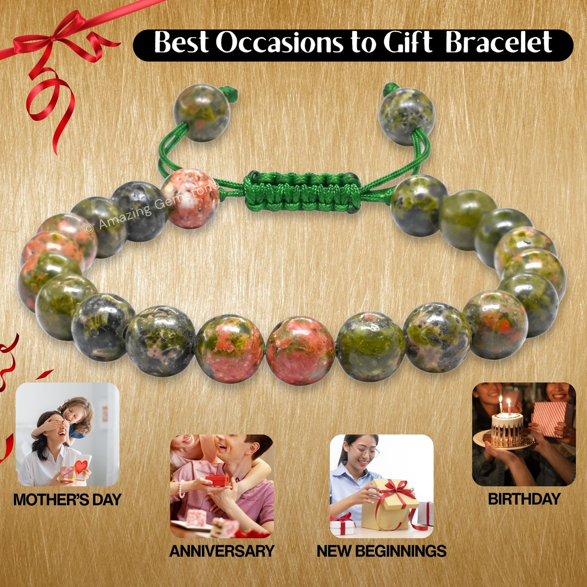 Unakite Bracelet for Women Men's Gifts (Unakite)