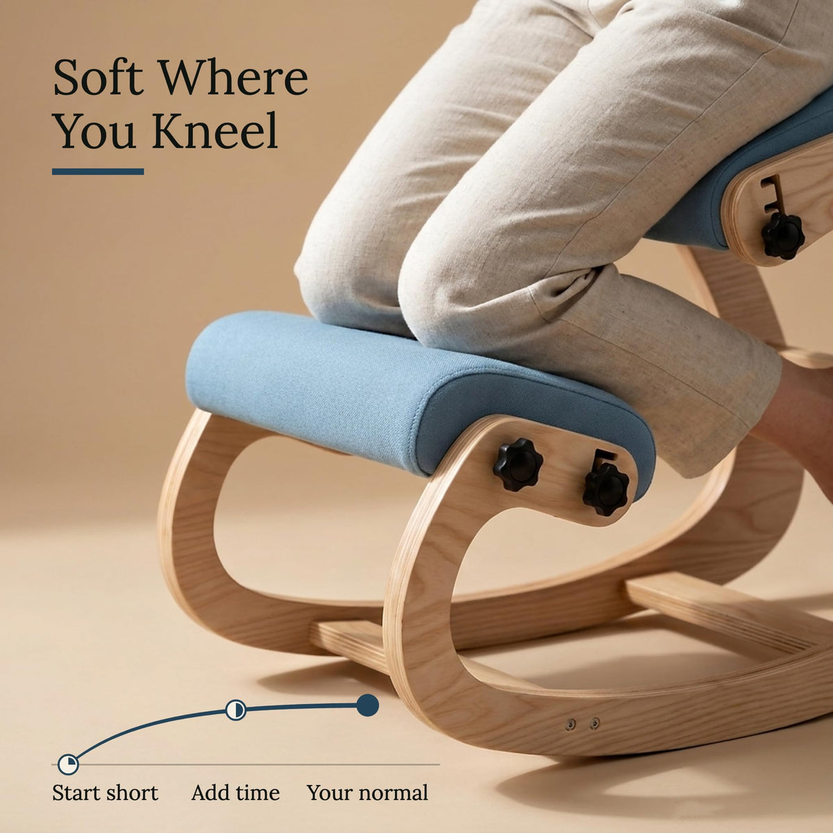 Ergonomic Kneeling Chair with Adjustable Seats (Dusty Sky Blue / Classic)