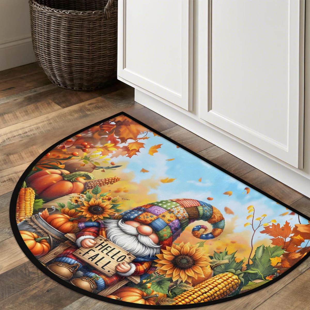 Gnome Half Round Door Mat Semi Circle Rug Half Moon Doormat (B:b-14)