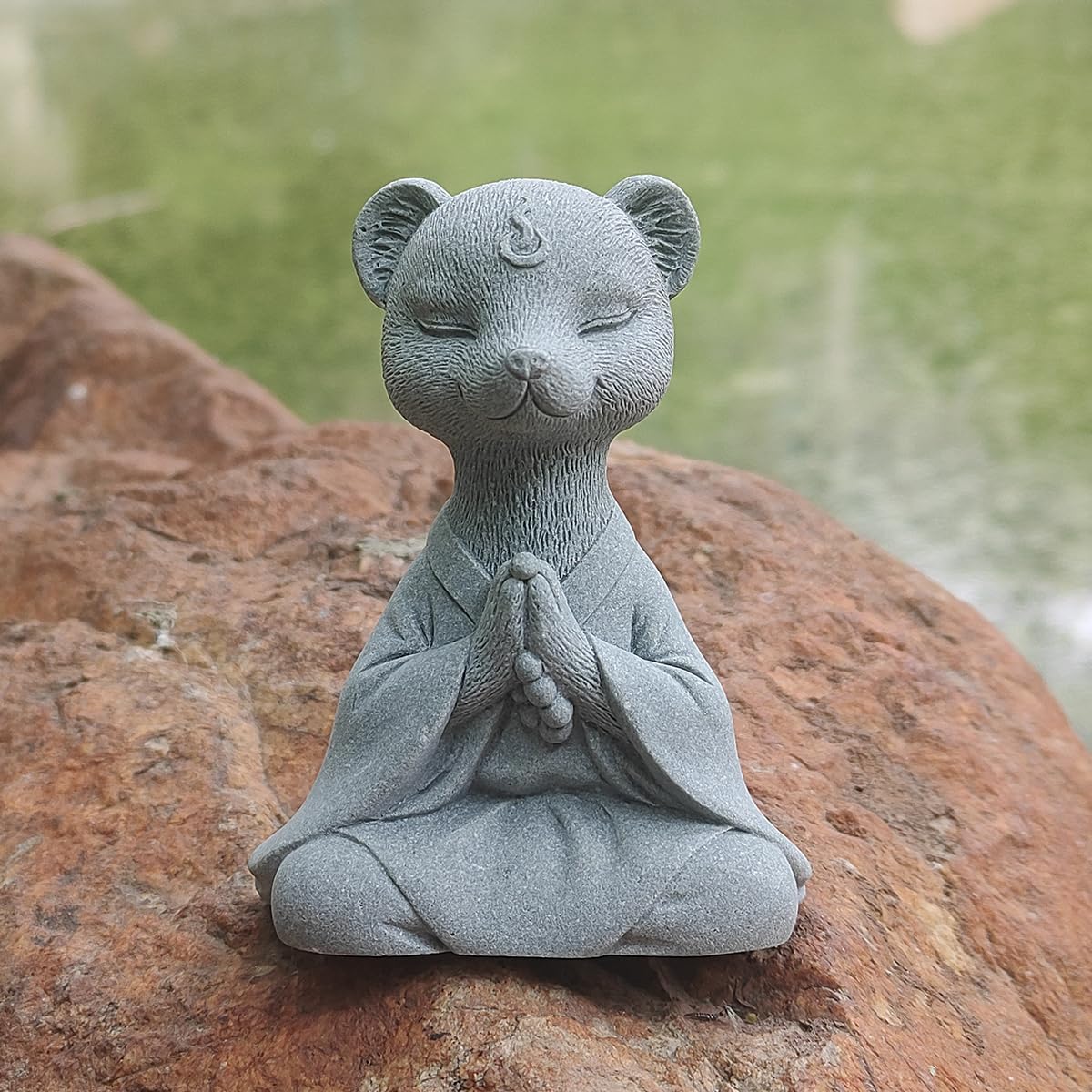 Meditating Fox Statue Yoga Animal Figurines Zen Fox Sculpture (S2)