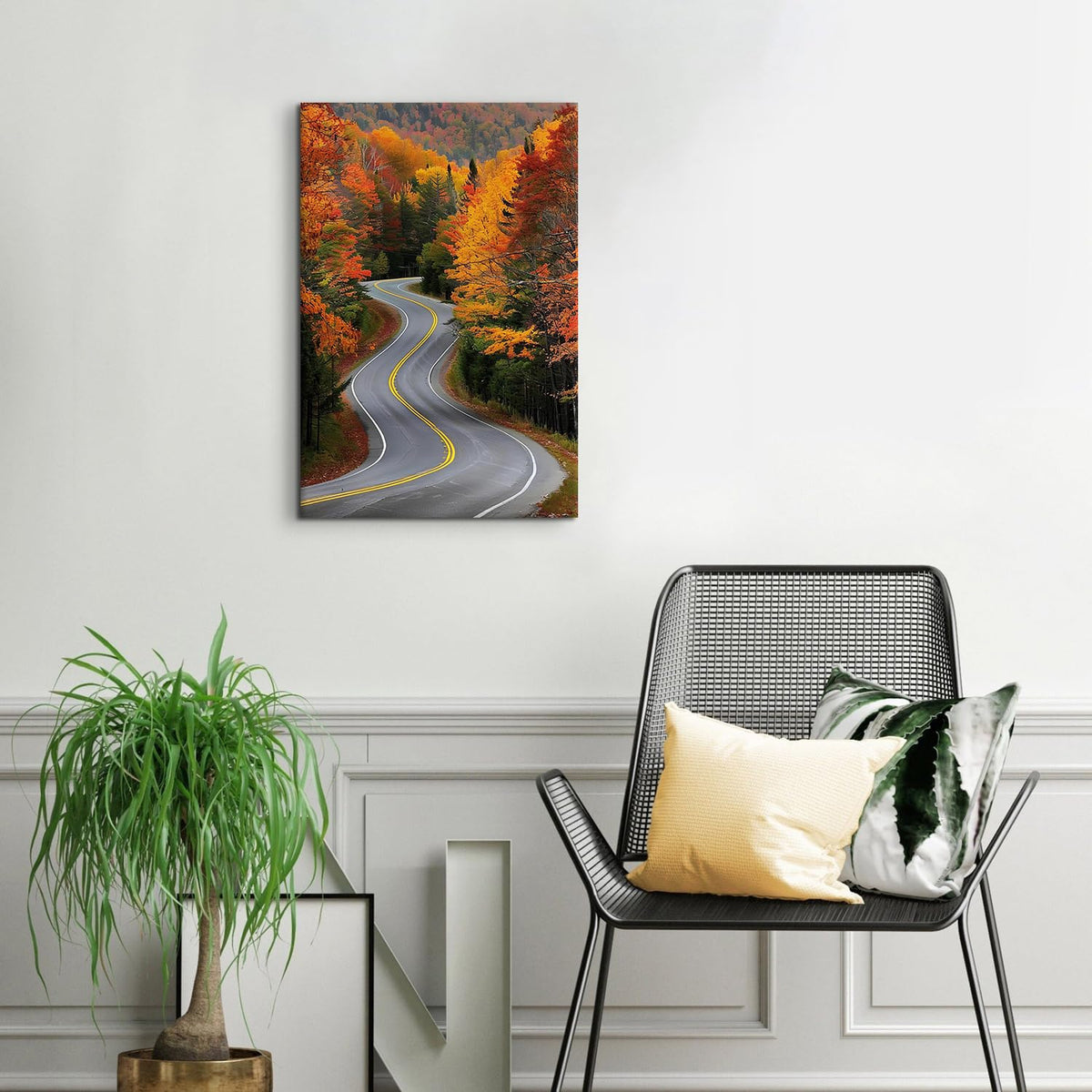 Nature Mountain Wall Art Red Forest Wall Art National Park Posters Prints Orange Forest Trees Landscape Pictures Country Road Scenic Paintings Artwork for Bedroom Kitchen Home Decoration 16x24 (24"L x 16"W / Fall Road)