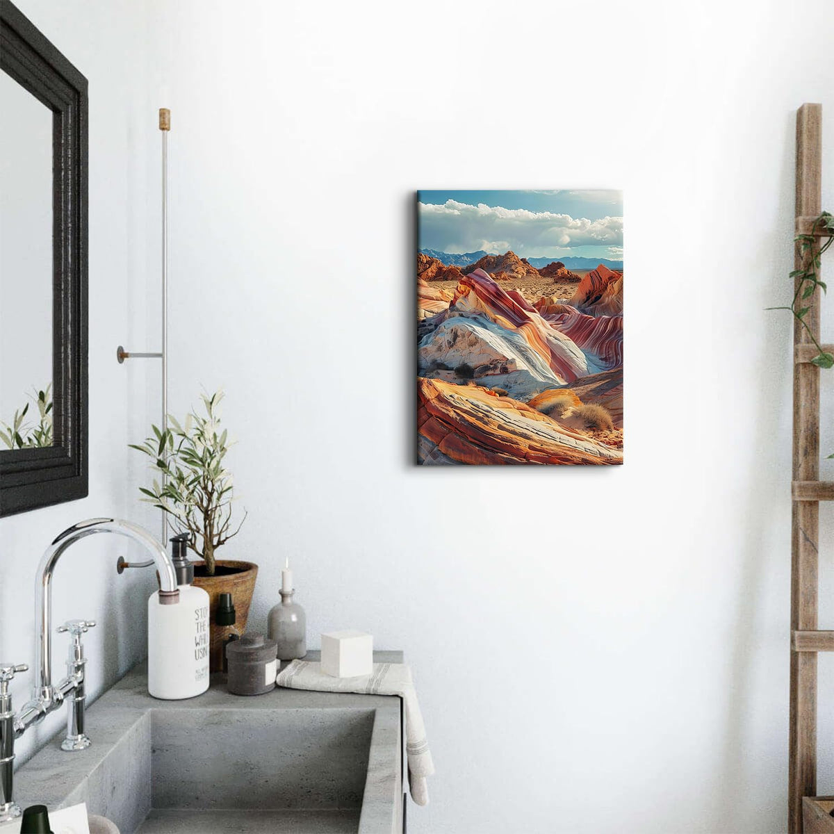 Nature Desert Landscape Wall Art for Bedroom Decorations Western Decor Rock Mountain Pictures Wall Decor USA Nevada Valley of Fire State National Park Scenery Painting Canvas Prints Artwork 12x16" (12"L x 16"W / FSPFJ11)