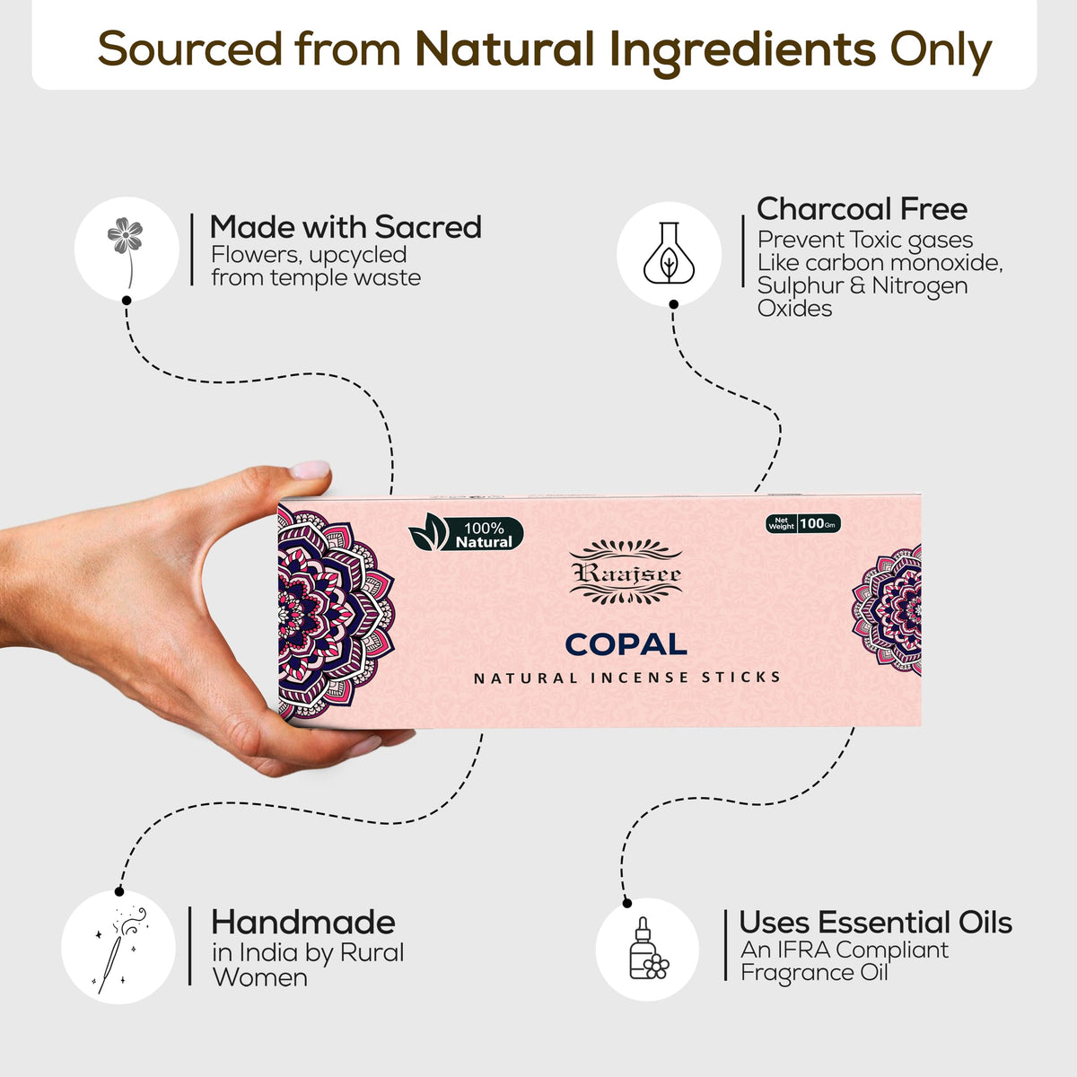 100% Natural Copal Incense Sticks 100 gm Pack (Copal)