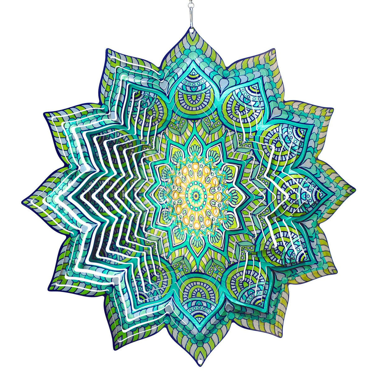 Wind Spinner Mandala Peacock Flower (009-8green Mandala Peacock Flower)