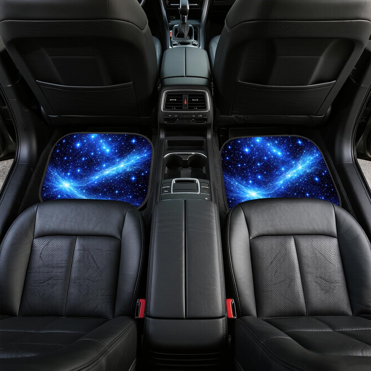 Galaxy Car Floor Mats Set of 4 Blue Starry Night Cosmic Sky Automotive Foot Mats Rugs Carpet for Car Non (26.8"L x 17.3"W x 0.2"Th / Galaxy)