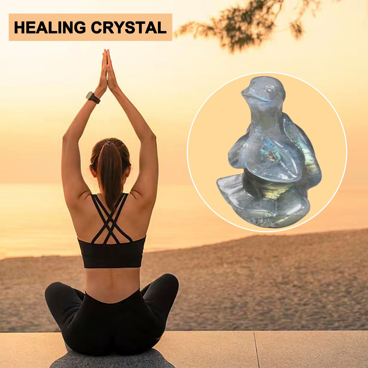 Labradorite Sea Turtle Meditation Crystal Yoga Sculpture (Labradorite Turtle)