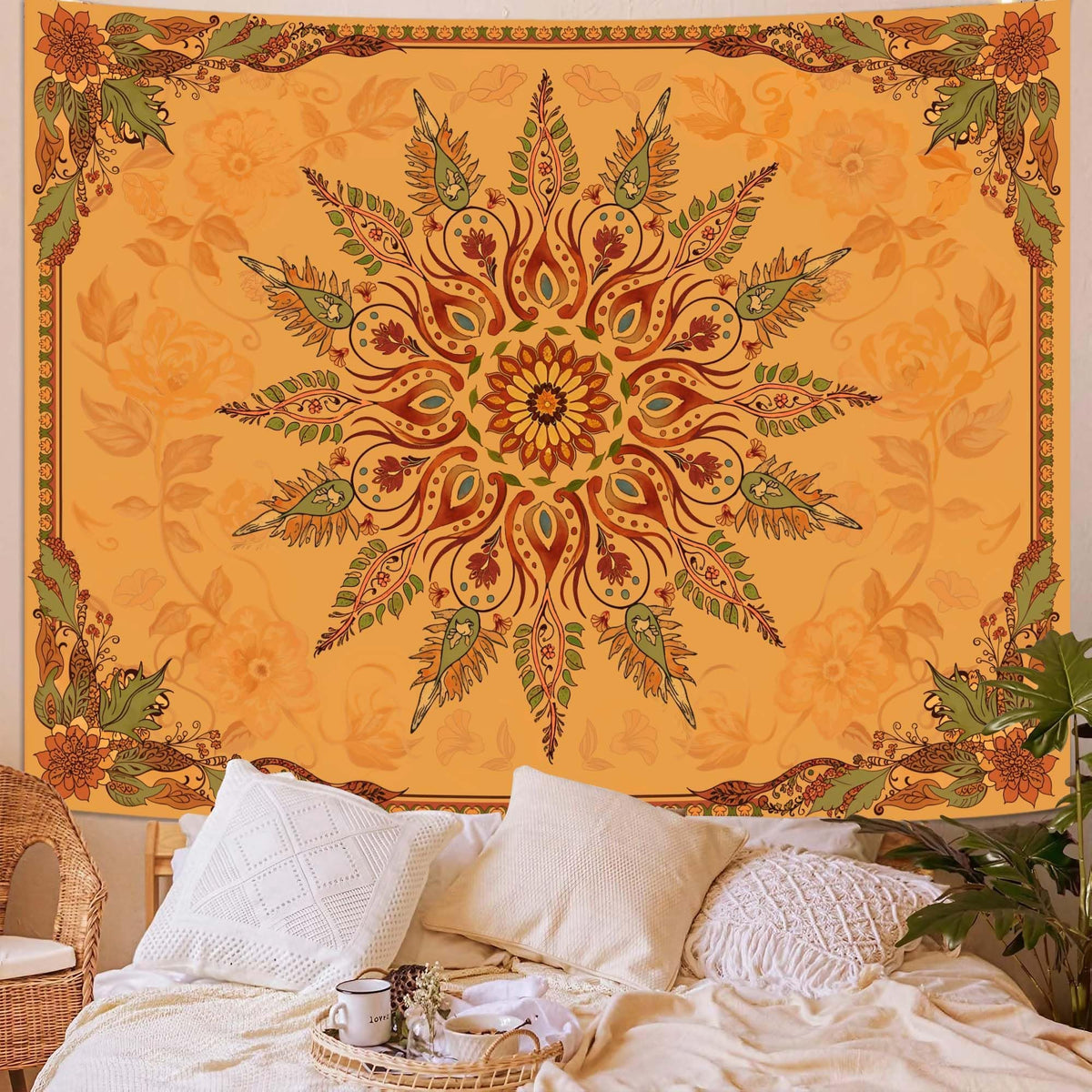 Mandala Tapestry (80"L x 60"W / Retro Warm Orange)
