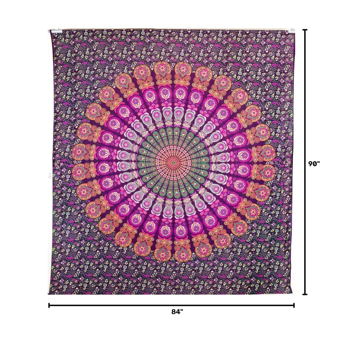 Hippie Mandala Bohemian Tapestry Wall Hanging (90"L x 84"W / Purple orange)