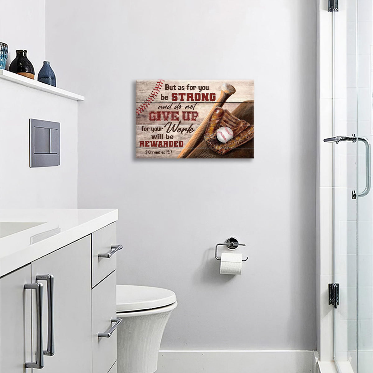 Christian Baseball Wall Art Boys Room Decor Scripture Sports Canvas Prints Painting Inspirational Motivational Quotes Pictures Framed Men Baseball Gifts Artwork for Classroom Gym Playroom 24"x20" (24"L x 20"W / Chronicles Baseball)