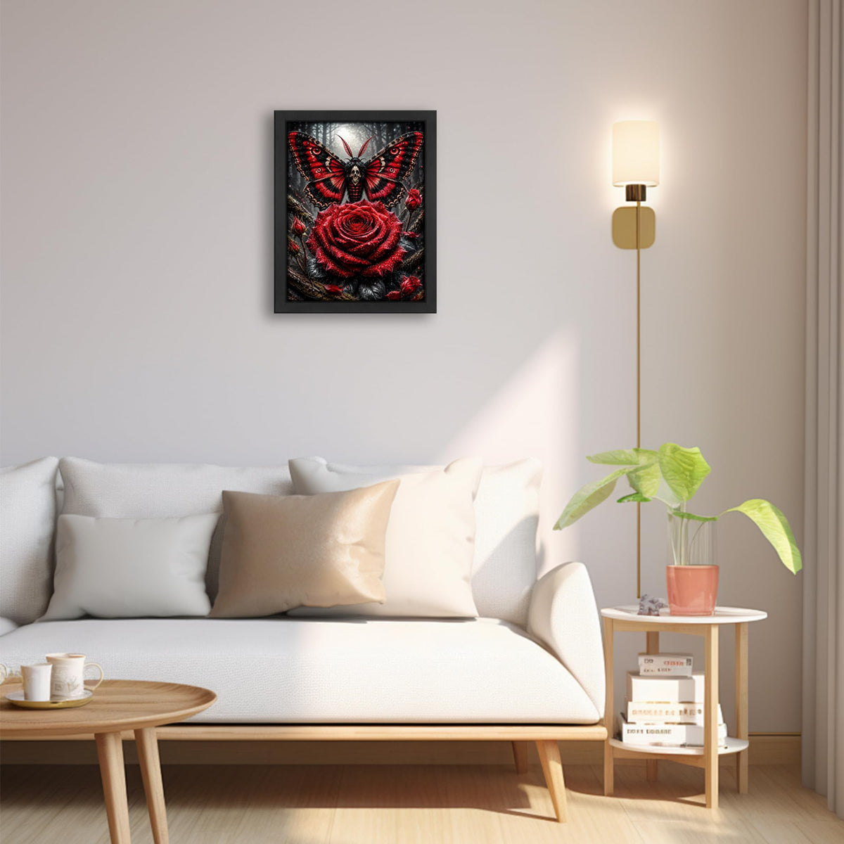 Gothic Death Moth Decor Wall Art (Wall Art Framed 53 / 24"L x 16"W)