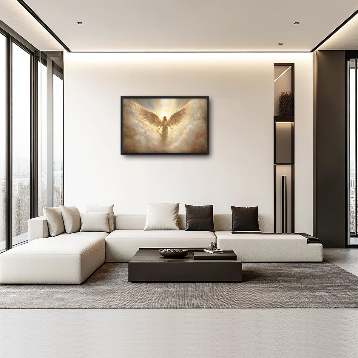 Large Framed Angel Wall Art Angel Wing Wall Decor 36"x24" (angel / 36"L x 24"W)