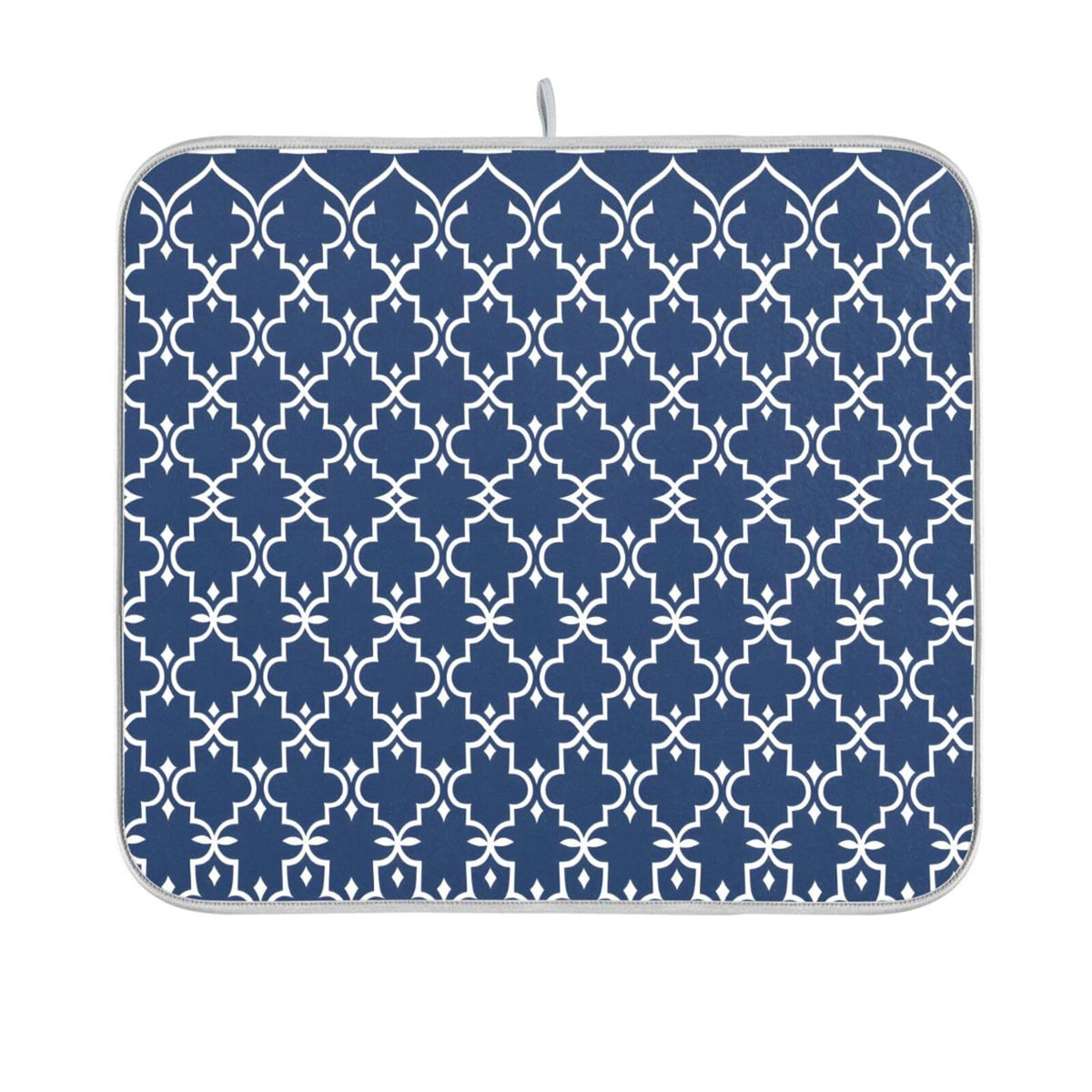 Super Absorbent Dish Drying Mat Microfiber Fast (Navy Blue Moroccan / 18" x 24")