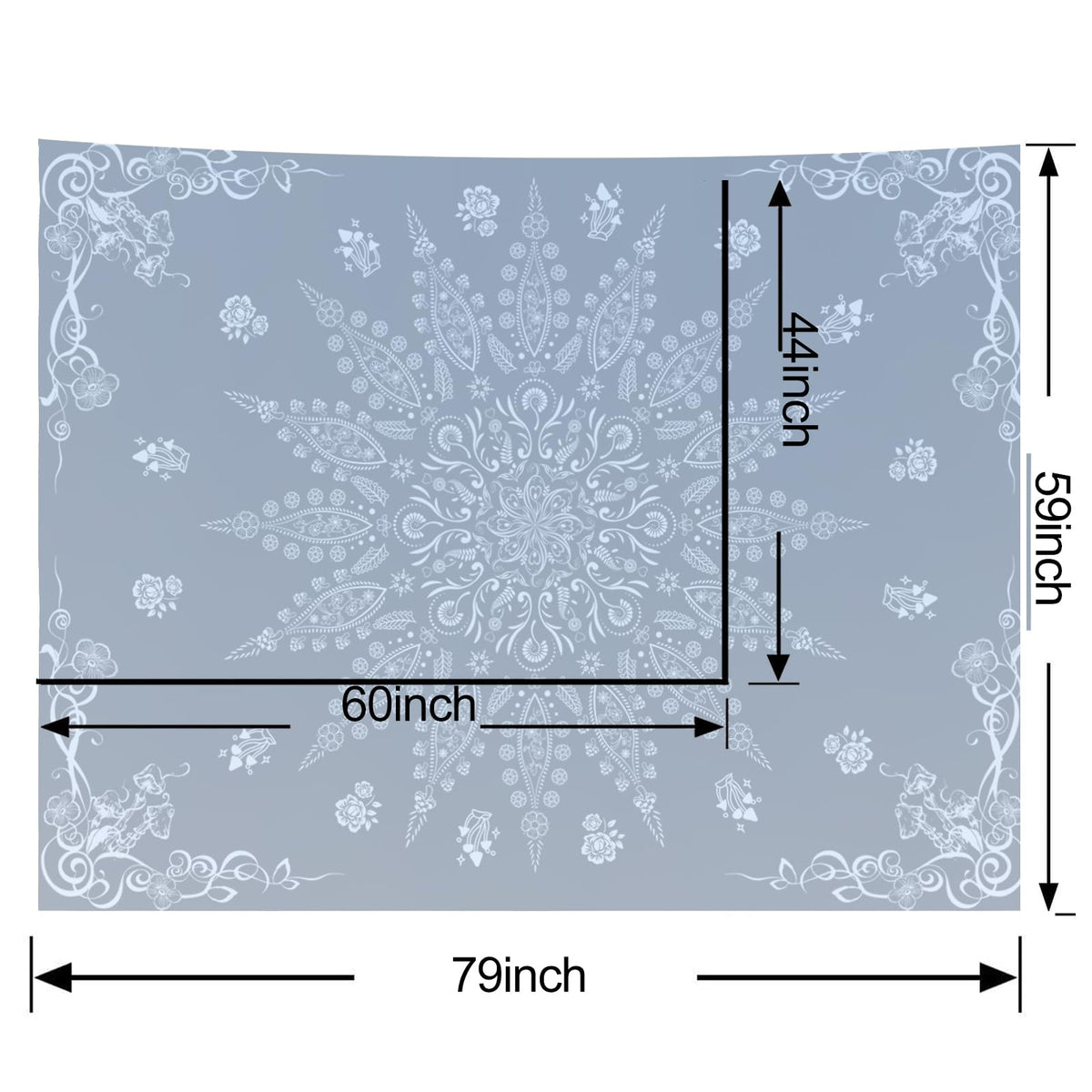 Black and White Mandala Tapestry Wall Hanging for Bedroom 79" x 59" (Black / 79"L x 59"W)