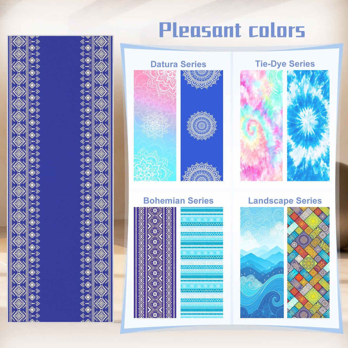Yoga Towel Absorbent Yoga Mat Towel for Hot Yoga Non Slip (Rhombus Geometry / Casual)