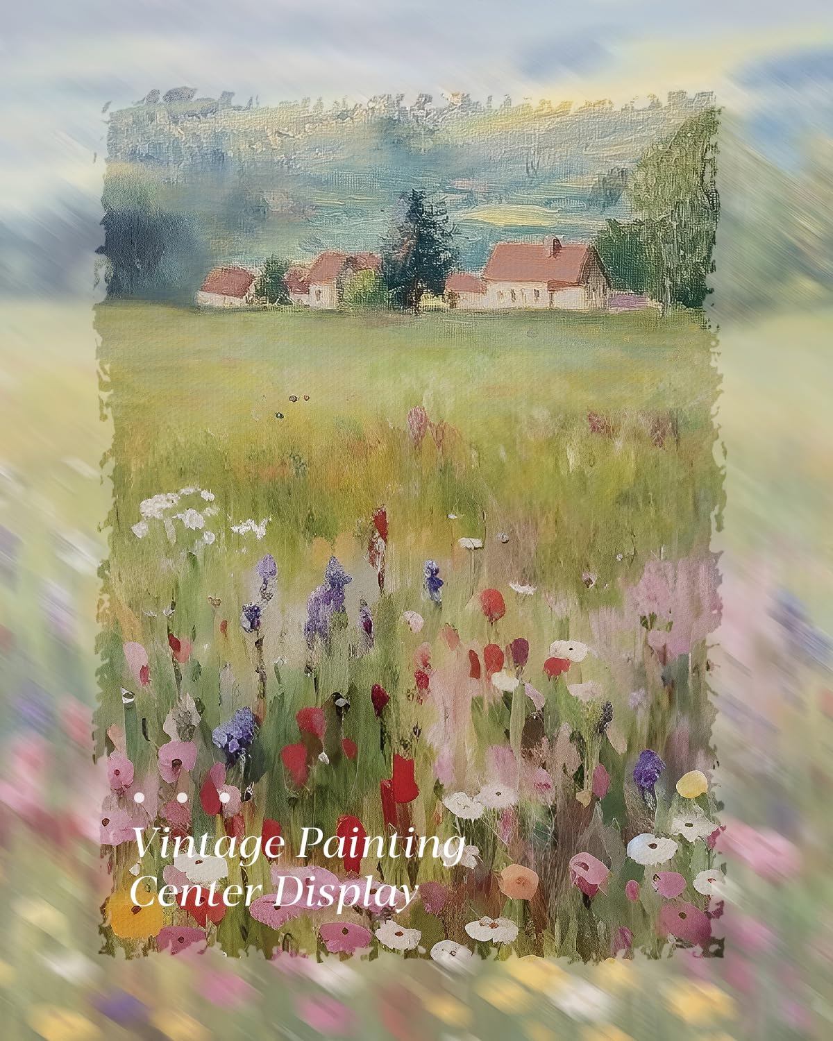 Vintage Floral Canvas Wall Art 12x16 Framed Countryside Landscape Wildflower Artwork (Starry / 16"L x 12"W)