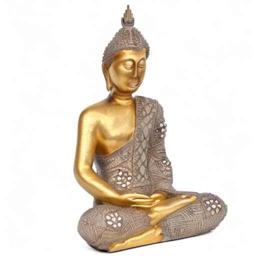 Buddha Statue for Home Decor Gold 12.4” (Gold Buddha Statue / 5.51'' X 8.66'' X 12.4'')