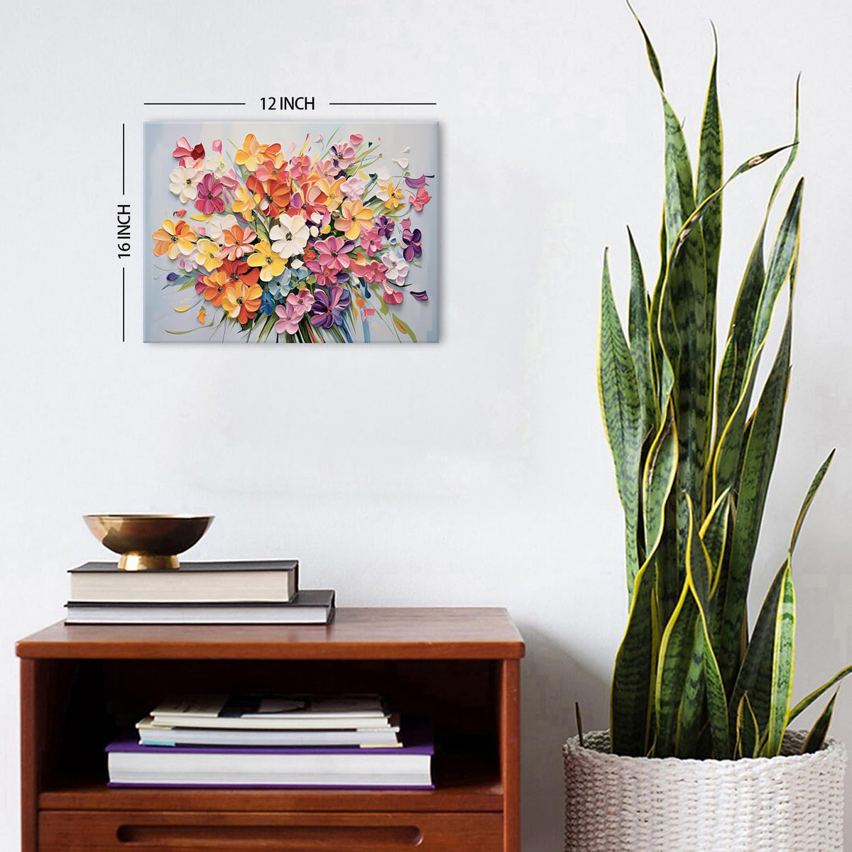 Daisy Flower Canvas Wall Art Watercolor Floral Picture Wall Decor for Bedroom Abstract Wildflower Texture Print Painting Colorful Nature Botanical Poster Modern Artwork Bathroom Home Decoration 12x16” (16"L x 12"W / Flower-1)