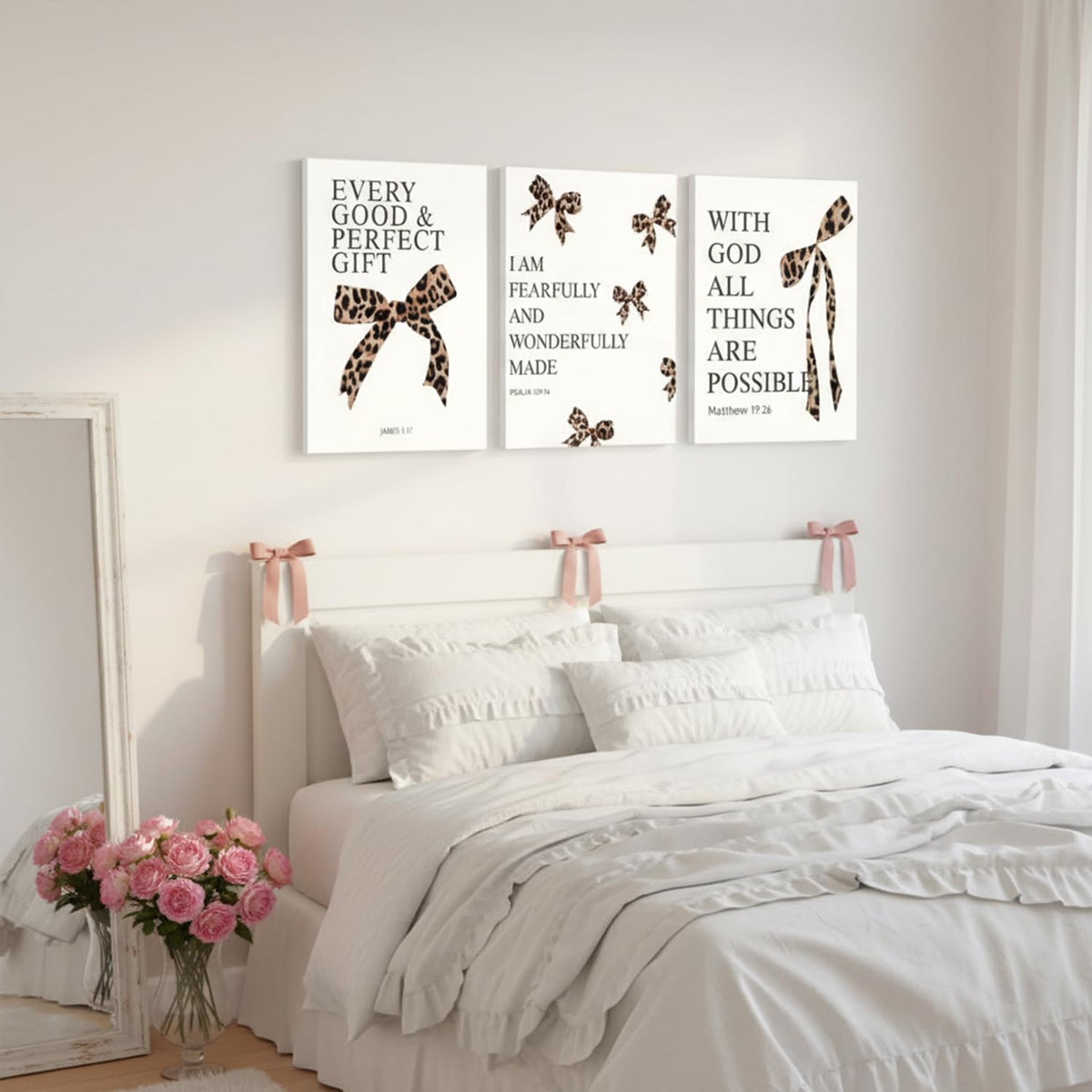 Leopard Bow Wall Art (Leopard print bow / 24L"x16W")