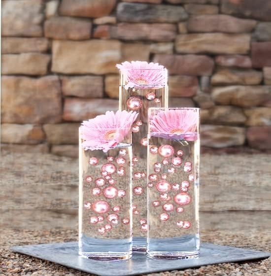 100 Floating Light Pink Pearls (Light Pink / 100 Pearls & Gems+LightsWarmWhite)