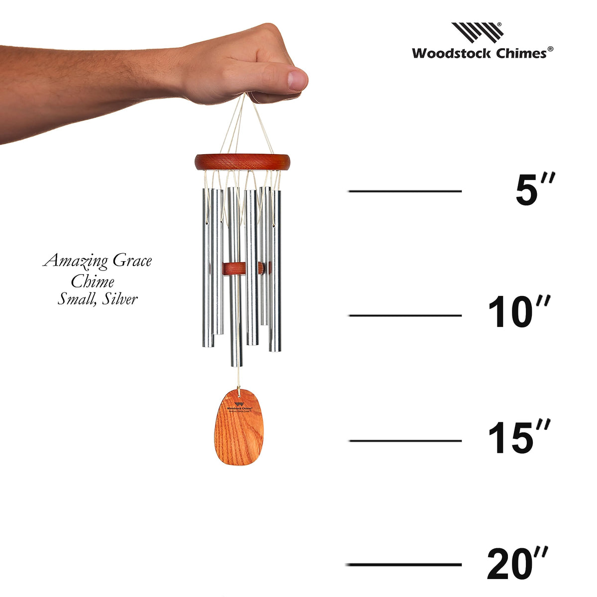 Amazing Grace Wind Chime for Outside 16" Small Silver (Silver / 16" Small)