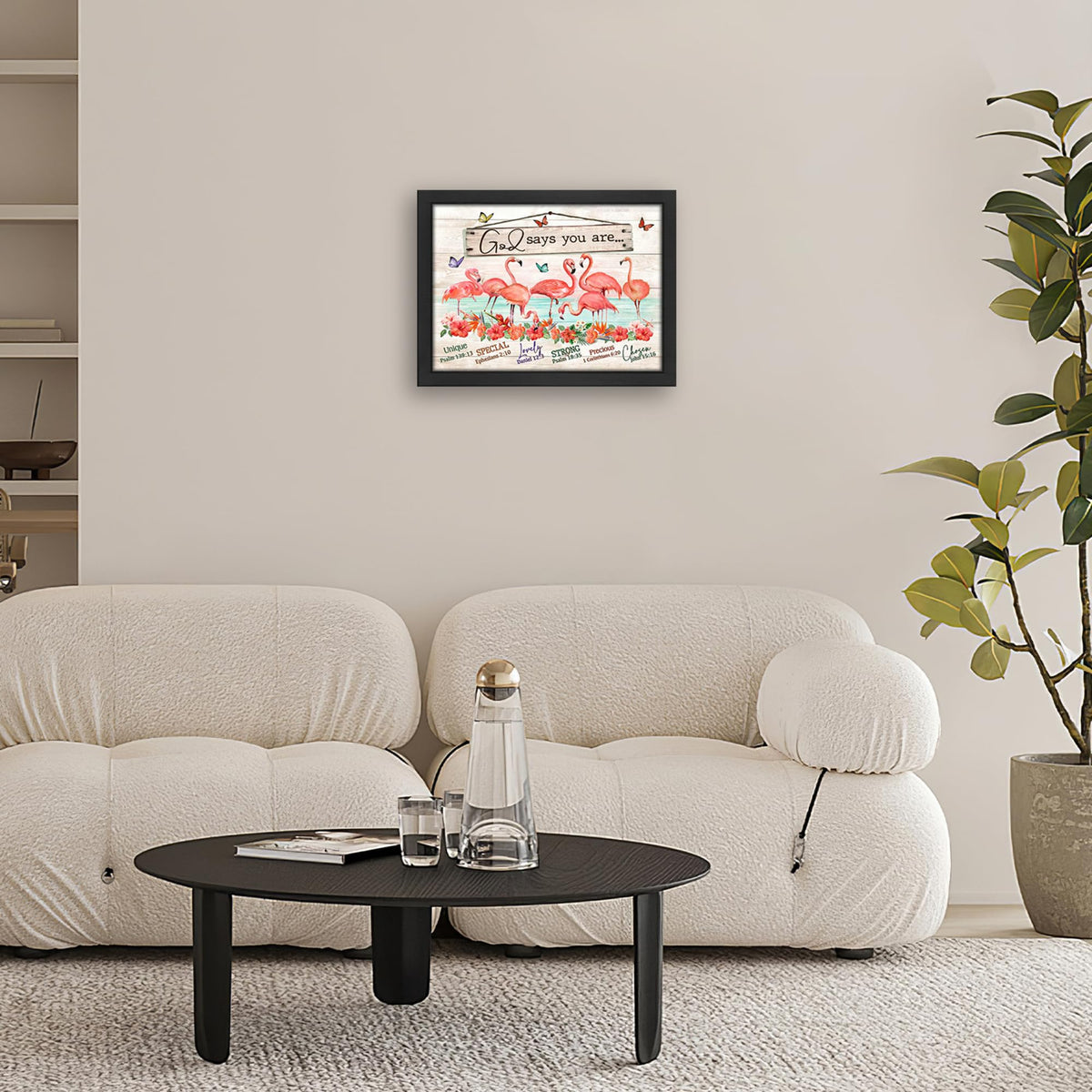 Flamingo Bathroom Decor Wall Art (Framed Bathroom Art 931 / 20"L x 16"W)