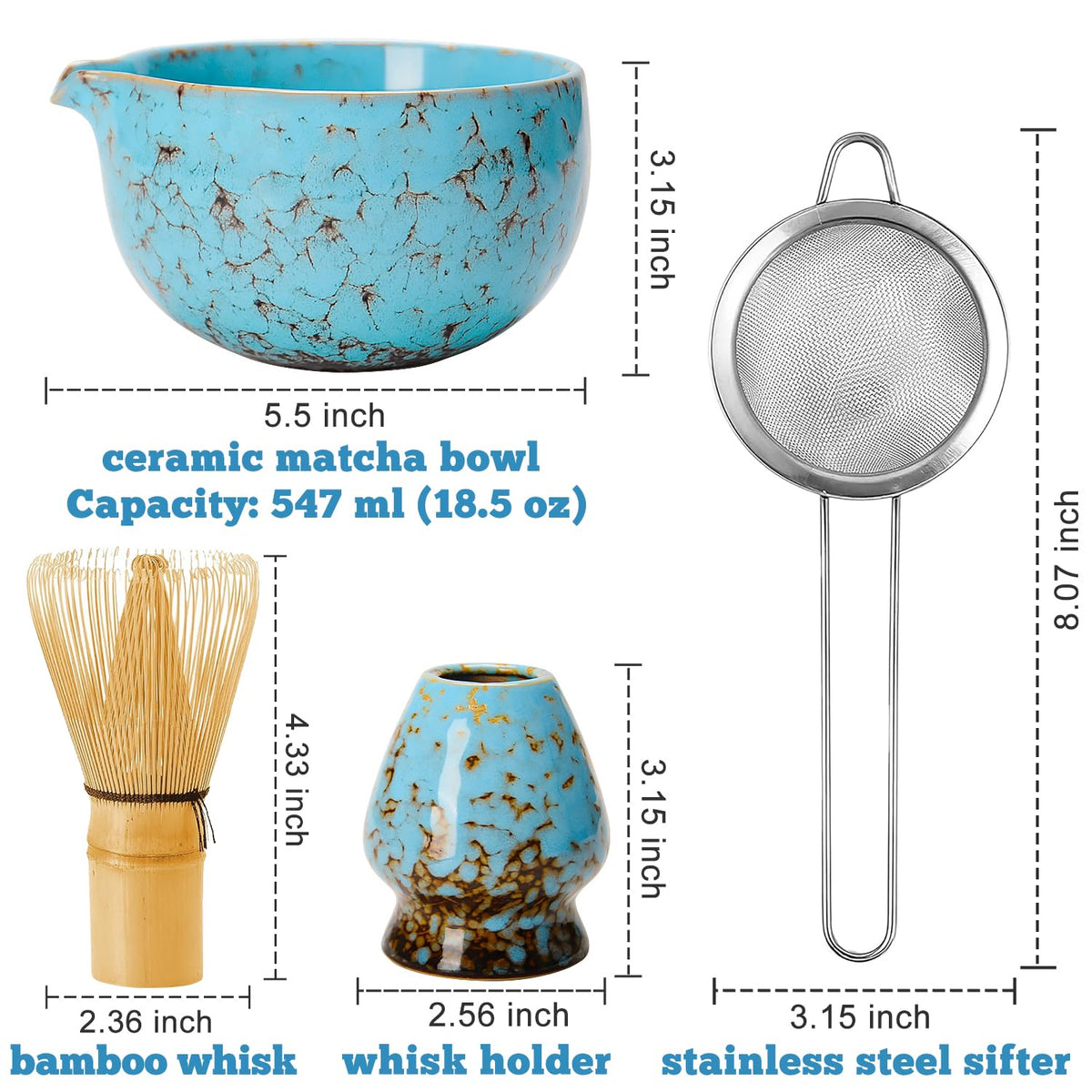 Matcha Whisk Set (Matcha Set-Blue 4pcs)