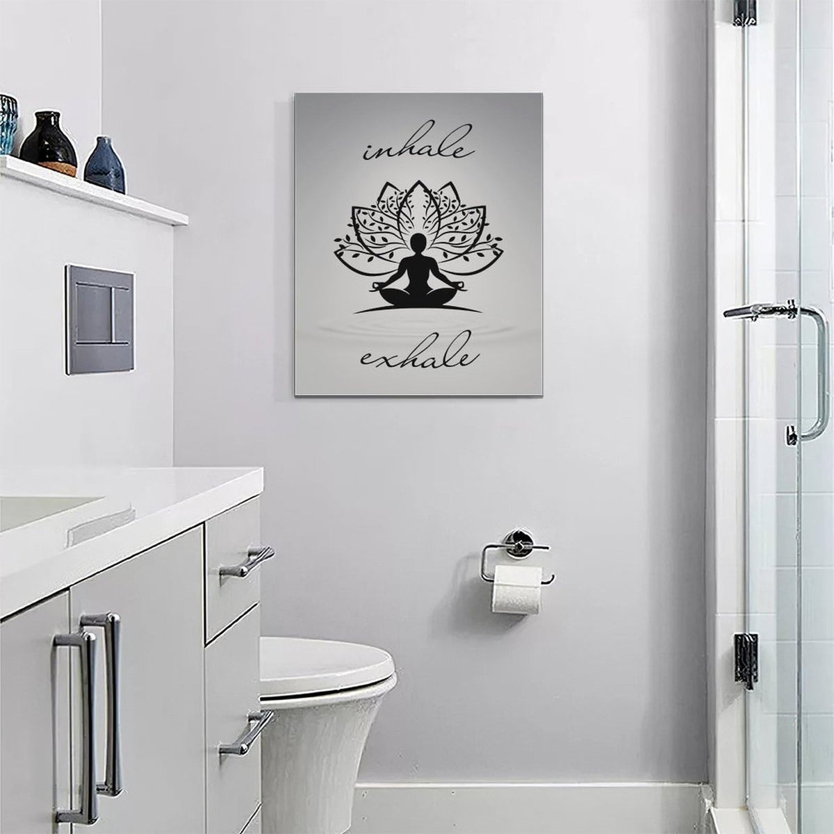Inhale Exhale Wall Art Yoga Zen Meditation Pictures Decor Canvas Painting Print Modern Artwork Decorations Framed for Bathroom Living Room Bedroom 16 x 20 inch (20L" x 16W" / Inhale)