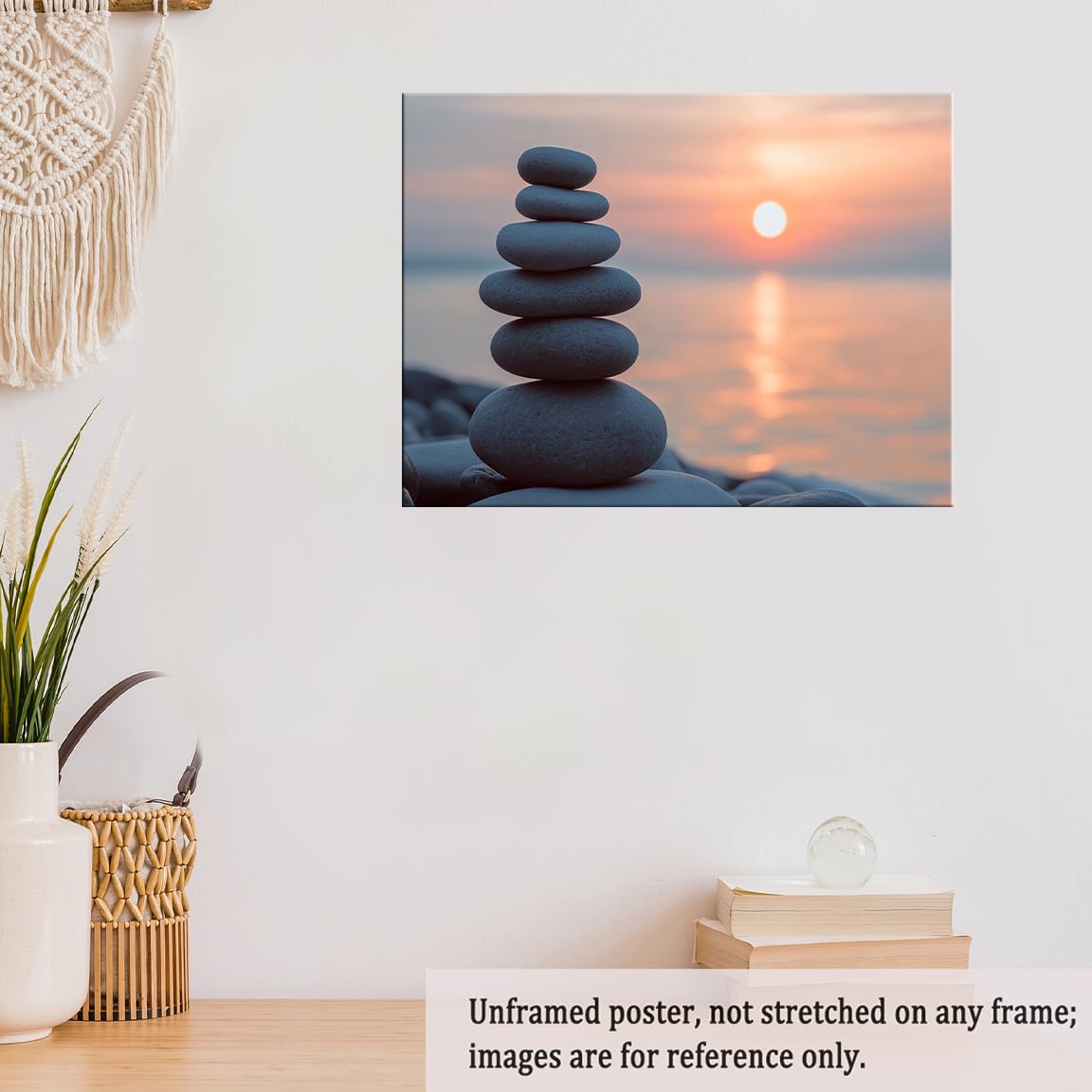 Tranquil Zen Rock Stack Wall Art (Unframed-3 / 16"L x 20"W)