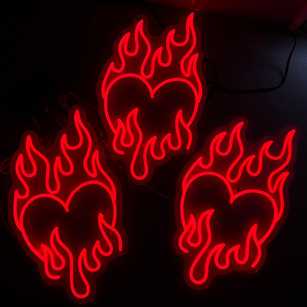 Flaming Heart Neon Sign GothicRomantic LED Wall Decor Game Room (Flaming Heart)