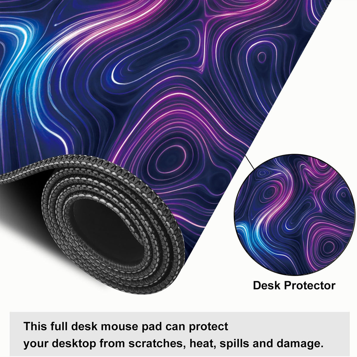 Blue Purple neon Terrain Extended Gaming Mouse pad (Blue-purple neon terrain / 35.4L x 15.7W inches)