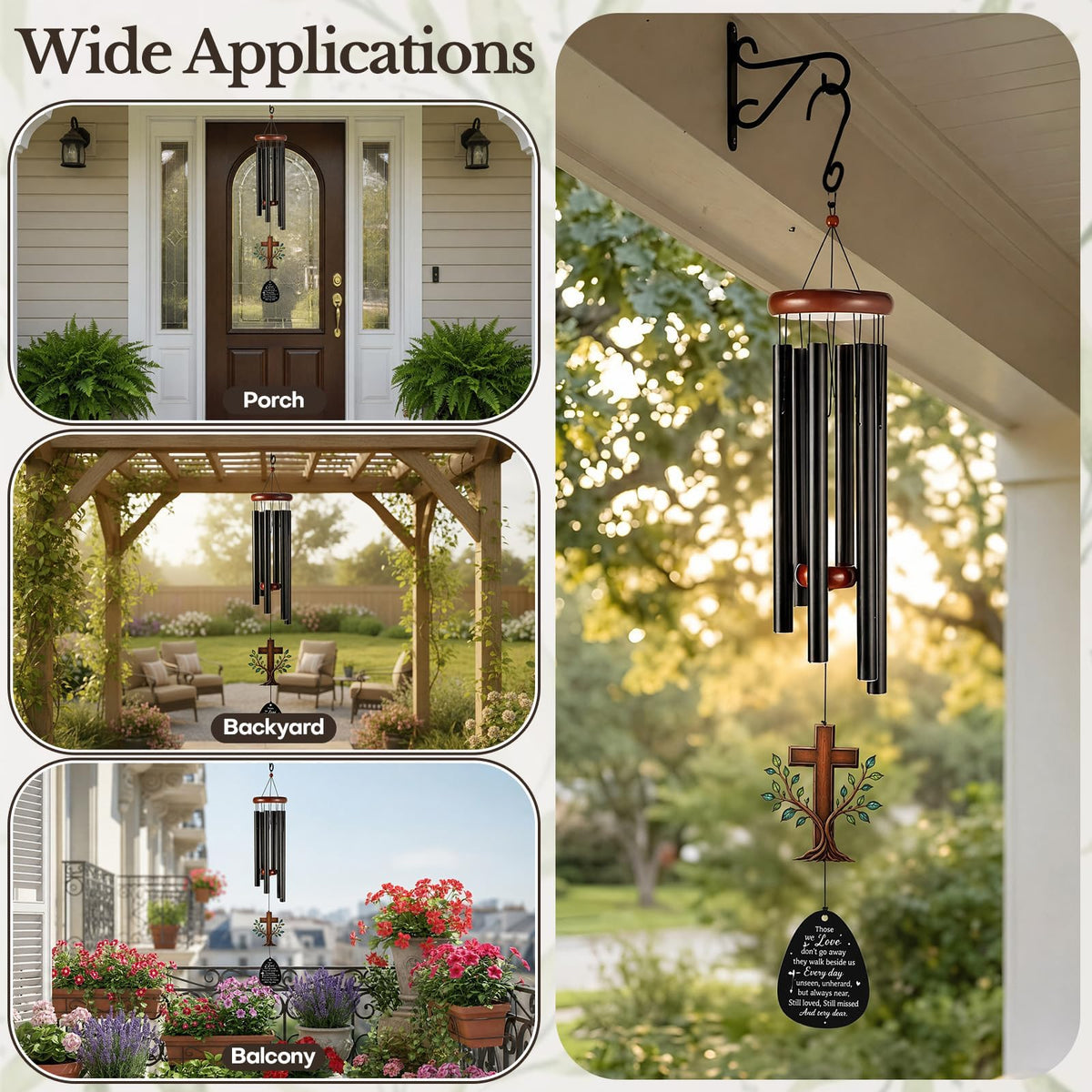 36'' Large Memorial Wind Chimes for Loss of Loved One (Religious)