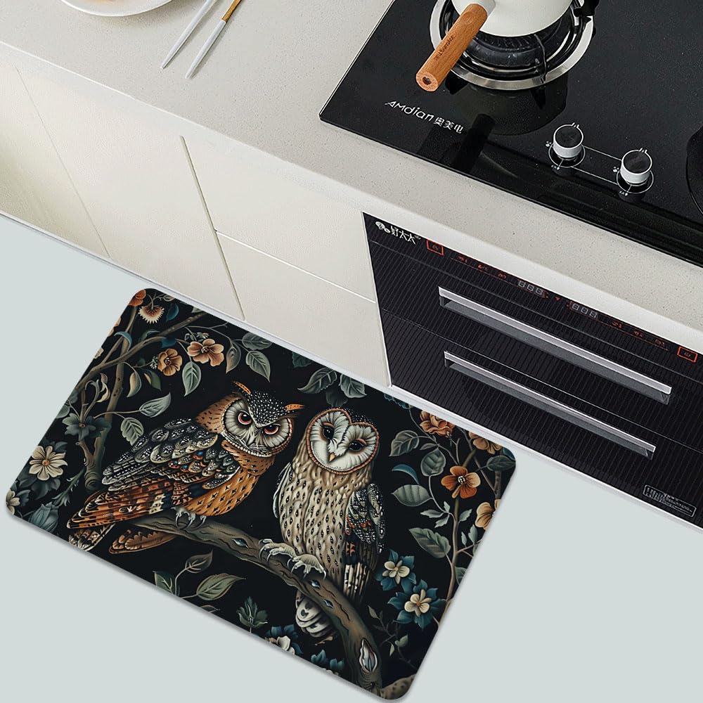 Bath Mat Bathroom Rug (Two Owls- / 20 x 31 inches)