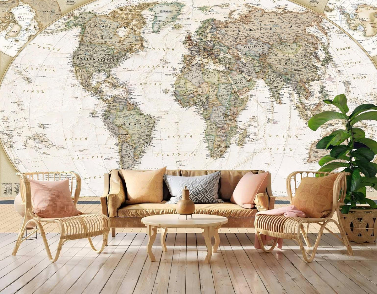 Peel Stick Wall Mural Wallpaper World Map 136"x96" Decor G19 (G19 / 136" x 96")
