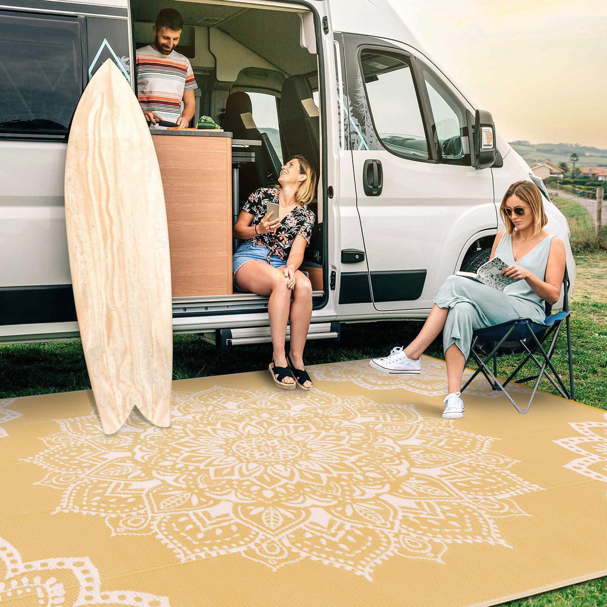 Waterproof Outdoor Rug 8x10 ft (8' x 10' / Yellow)